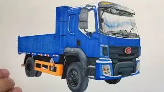 Hand-drawn with a marker Qinji four-wheel drive heavy-duty trucks