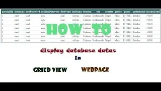 how to display database records in grid view in web page