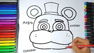 menggambar dan mewarnai Freddy Fazbear versi Magma, Frostbear, Chocolate, dan Original