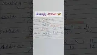 Butterfly Method for fractions #shorts #maths #trick