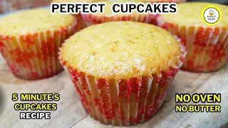 Perfect Vanilla Cupcakes Recipe Without Oven | How to make moist vanilla cupcakes/ Classic Cupcakes