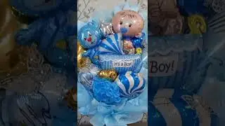 Букет из воздушных шаров на выписку из роддома 😊💙🤍🦋