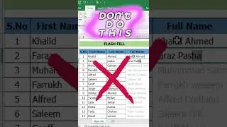 Flash Fill- Full Name #youtubeshorts #viralshorts #excel #exceltipsandtricks