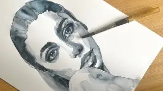 How To Paint In A Loose Watercolour Technique / One Colour Portrait Painting