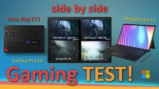 FIRST GAMING 🎮comparison of AMD Minisforum V3 tablet vs the POWERHOUSE Asus Rog Z13 & Surface Pro 10