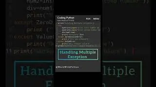 Handle Multiple Exception 🙀 #shorts #youtubeshorts #pythoncoding #exceptions