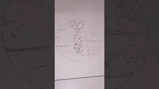 Очень милая иллюстрация! Зайчик на воздушных шариках. Стадии рисования 