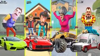 EN İYİ ARABA KAPIŞMASINDA ACAYİP İŞLER 😱 Scary Teacher - Dark Riddle - Hello Neighbor