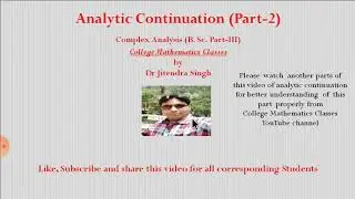 Analytic Continuation (Part-2)