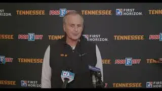 Rick Barnes talks with media after exhibition game