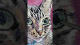 Pintura de gatita con óleos #cat #art #painting