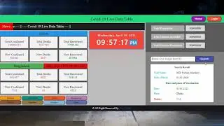 Covid-19 Live Data Table Using JavaScript, HTML, CSS.