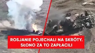Rosjanie najechali na miny. Seria eksplozji nagrana z powietrza