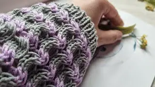 Двухцветная волна на спицах🧶बुनना🧶bunana🧶knitting pattern🧶tricô