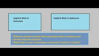 Implicitly Wait v/s Explicit Wait in Selenium WebDriver || Common - Interview Question