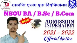 NSOU Graduation Admission 2021 - 22 || NSOU Distance Admission 2022 || NSOU BDP Admission 2022
