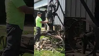 splitting some oak with a 115 year old log splitter.