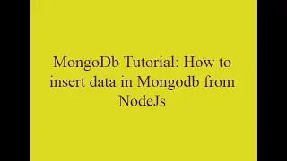 How to insert data in Mongodb