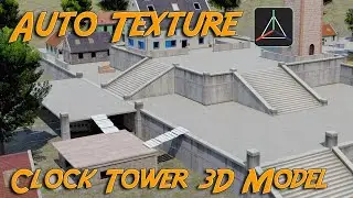 Full Clock Tower 3D Model With Auto Texture | Auto Texture Clock Tower 3D Model