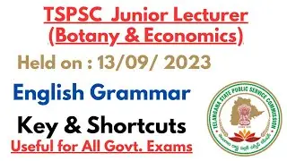 TS JL Botany & Economics Exam  ||  Paper-1  ||  13th Sep 2023  ||  English Grammar