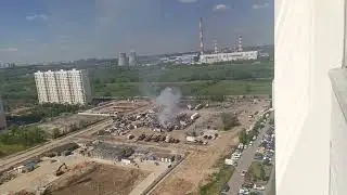 Пожар на территории штраф стоянки. Мытищи 27.05.2024.