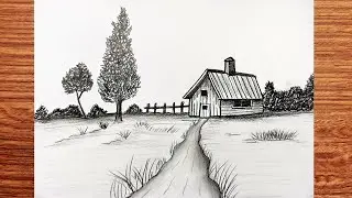 ASMR | Natural Scenery Drawing with Pencil | Drawing pictures of nature with pencil for beginners