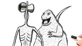How to draw a Siren Head attacking Monster