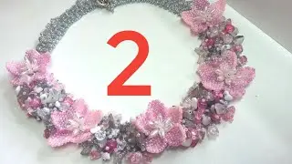 SAKURA Beaded Necklace/Necklace/Beaded Necklace/Колье из бисера и бусин САКУРА/Как сделать колье/2