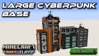 EASY Minecraft Cyberpunk Base TUTORIAL - Minecraft 1.17 - Large CYBERPUNK Base! - Cyberpunk 2077