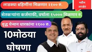 Ladki Bahin Yojana New Update 2100 rs |  Vij Bill Mafi | Shetkari Karj Mafi | Vruddh pension 2100 rs