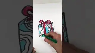 Draw a box with a gift. How to draw a gift. Drawing lesson. Ideas for drawing.🎁