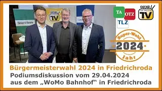 Zur Bürgermeisterwahl 2024 in Friedrichroda: die Podiumsdiskussion im WoMo-Bahnhof in Friedrichroda