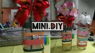 DIY VASO DE FLORES DECORADO FEITO COM GARRAFA DE VIDRO RECICLADA