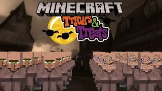 I Made 9 Villagers go Trick or treating in minecraft