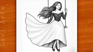 How to draw a girl | Beautiful Girl Pencil Drawing on Swing | rasm chizish |  Sketch drawing | Art 