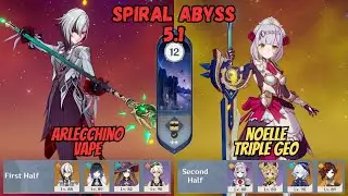 C0 Arlecchino Mona Vape / C6 Noelle Hyper Spiral Abyss Floor 12 9 Stars Genshin Impact [原神]