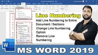 How to insert line numbers in MS Word 2019? MS Word me line numbers kaise insert karen? (Hindi)