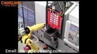 The robot automatically pushes out large-capacity dual material trays to switch loading  unloading