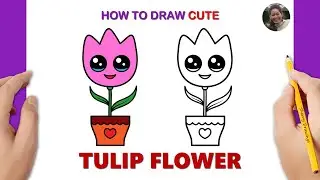 How to Draw a TULIP Flower in a Pot | Sherry Drawings