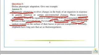 Define phenotypic adaptation. Give one example.