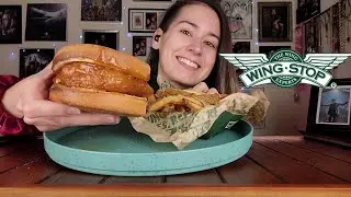 Trying the NEW Carolina GOLD BBQ Chicken Sandwich 🍗 Wingstop MUKBANG