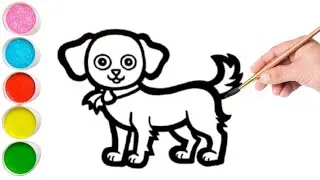 How to draw a dog easy step by step for beginners | Dog drawing and coloring tutorials