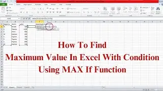 How To Find Maximum Value In Excel With Condition