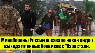 Минобороны России показало новое видео выхода пленных боевиков с "Азовстали"