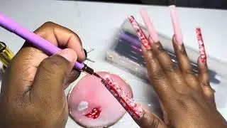 watch me work: red and white candy cane nails with sweater design