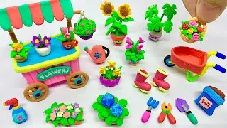 🌷🌷EASY! DIY How To Make Polymer Clay Miniature Flowers Shop | Dollhouse Miniature Flower Pot