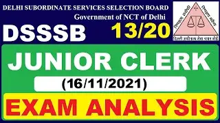 DSSSB Junior Clerk 13/20 Exam Analysis | Subham Sen