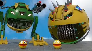Pacman vs Two Robot Monsters (short animation)