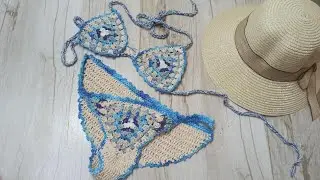 Crochet bikini, easy ocean pattern, beach costume
