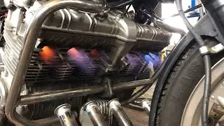 Honda CBX 1000 - First start up after caburator rebuild - 1979 - 6 cylinder motorbike